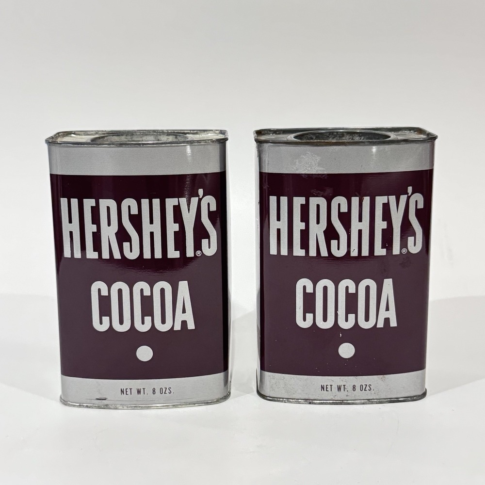 Vintage Hershey Cocoa 8oz Tin‎ Containers Lot of 2 Kitchen Advertising Display